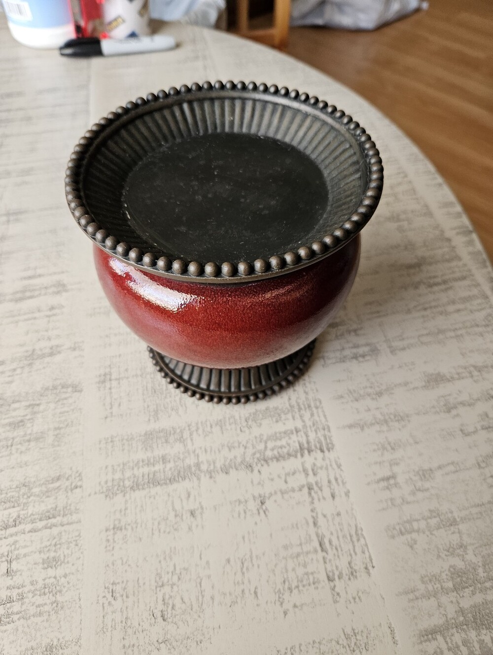 Vintage PartyLite Morocan Spice Red Candle Pedestal